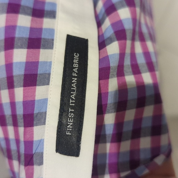 Hugo Boss Men's Slim Fit Purple & White Plaid Shirt - M Like New - Picture 6 of 8